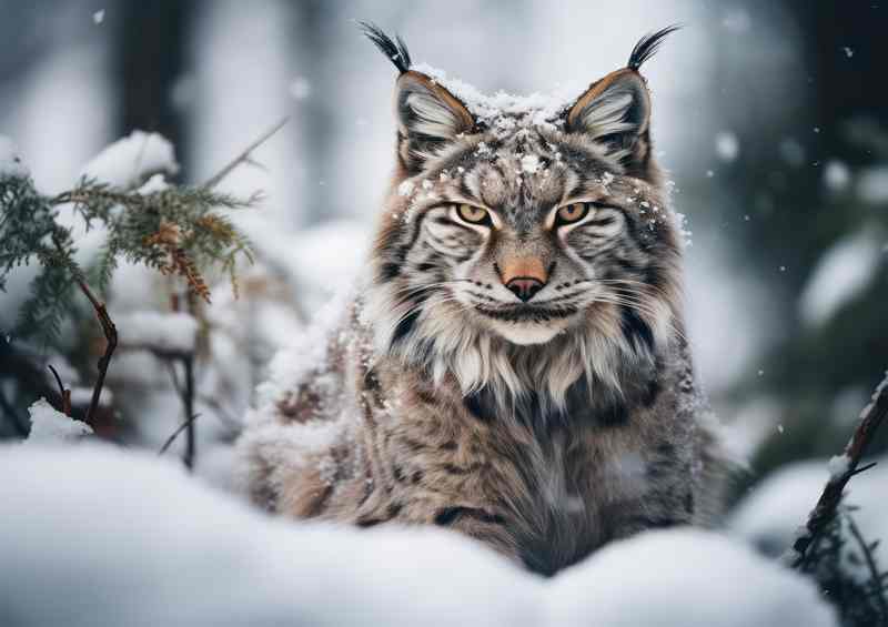 Lynx in finland in the snow | Metal Poster