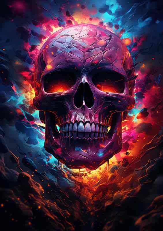 Exploring the Afterlife cosmic skull | Metal Poster