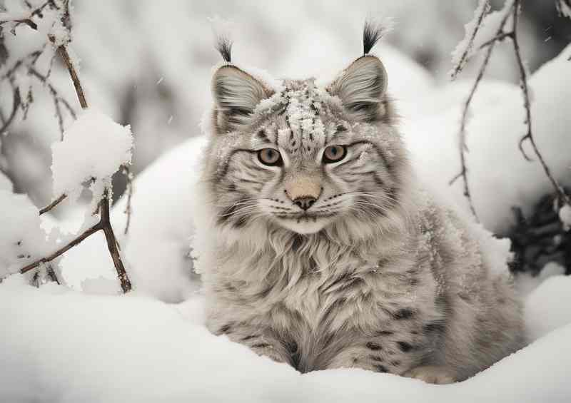 Lynx in the snow in winter time | Metal Poster