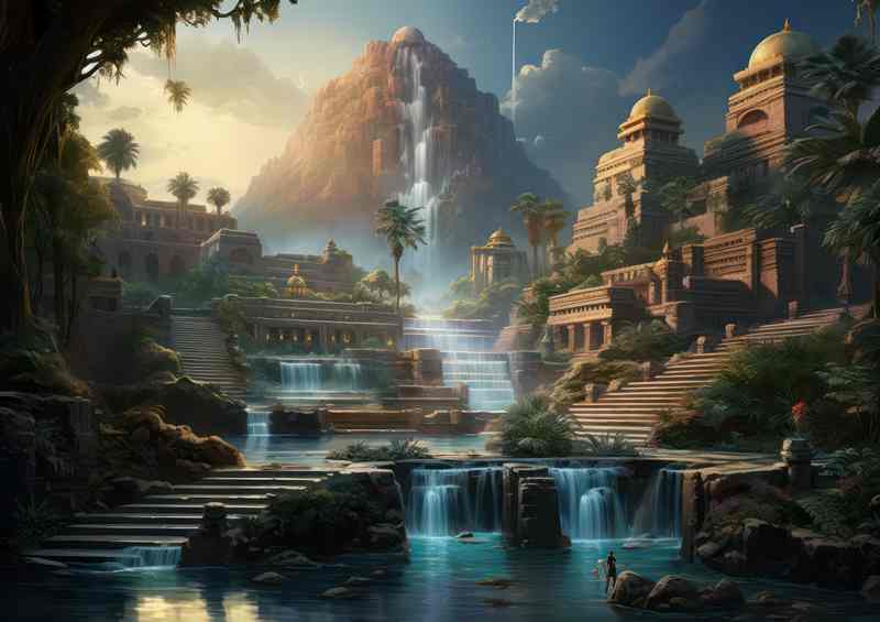 Call Of The Ancients Cascading Waterfall | Metal Poster