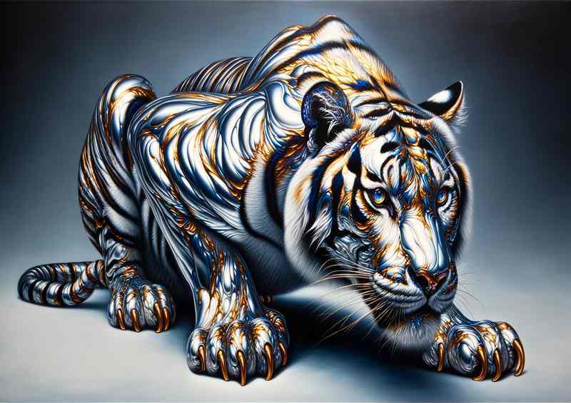 Metallic Menace a tiger with a unique metallic sheen | Metal Poster