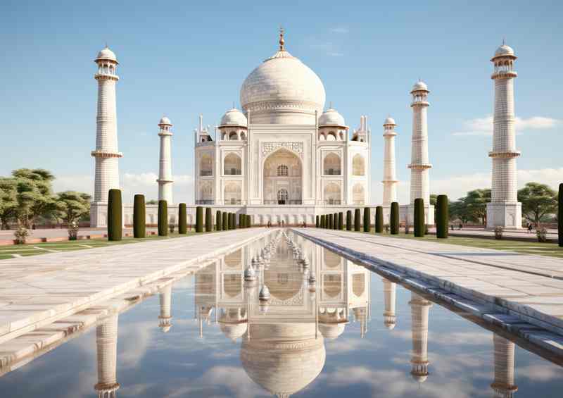 Indias Marvel In White Taj Mahal | Metal Poster