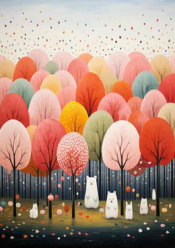 Candy Colored Trees in Whimsical Forest | Metal Poster