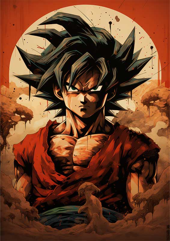 Goku style cartoon splash art | Metal Poster