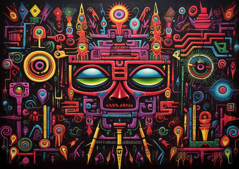 Face in shapes colourful and bright | Metal Poster