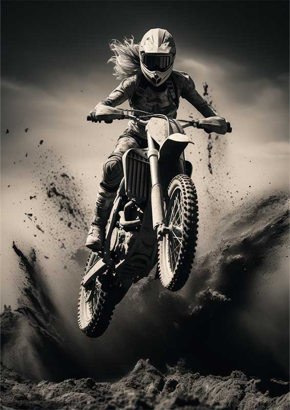 Rider On A Dirt Bike Flying Through The Air | Metal Poster