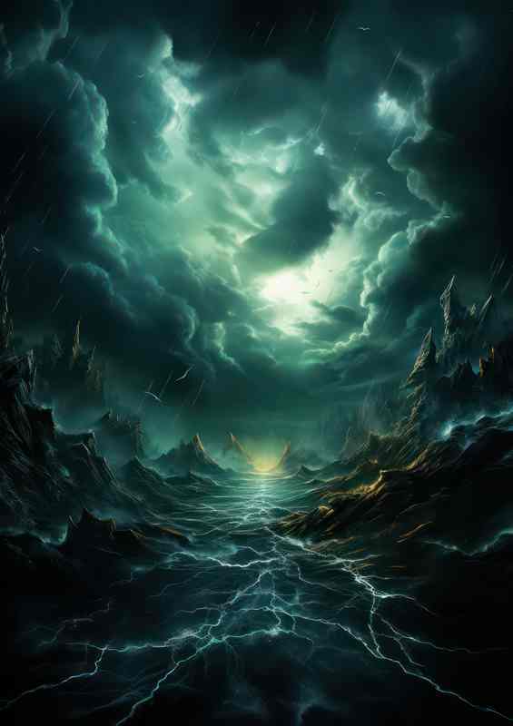 Nocturnal Sails Navigating the Dark Seas | Metal Poster