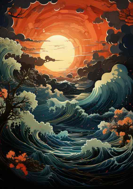 Oceans Dance Blood Moons Eerie Glow | Metal Poster