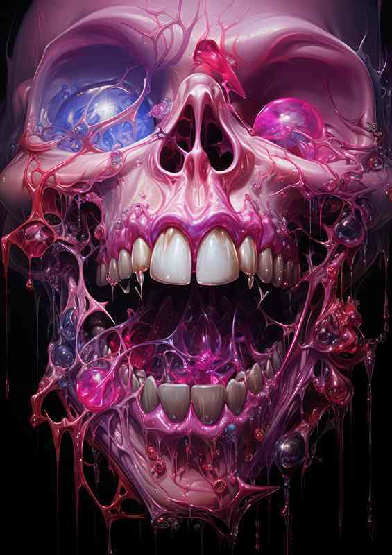 Haunting Halos skull Light in Macabre Art | Metal Poster