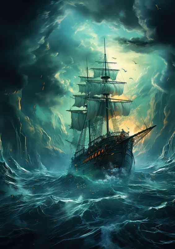 Sailing Under Stars Nocturnal Nautical Adventure | Metal Poster