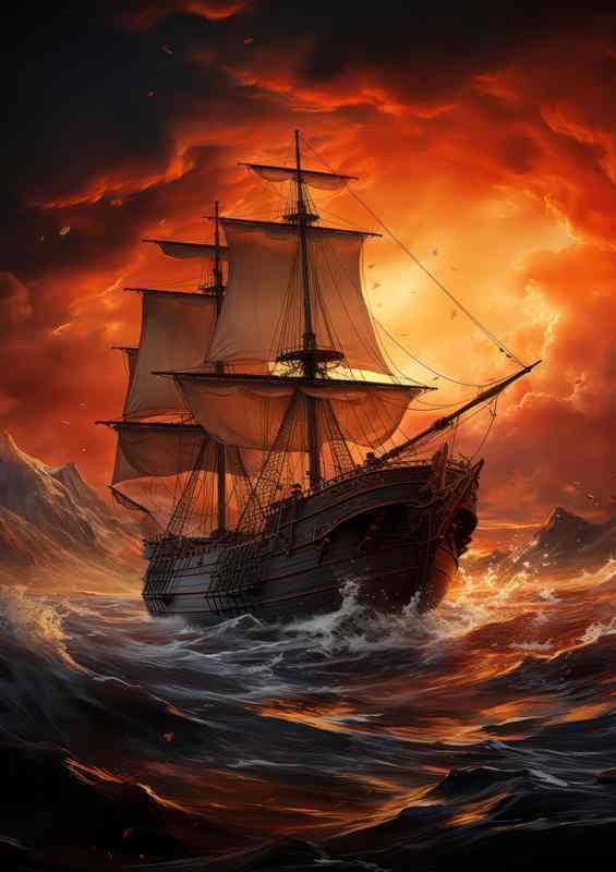 Sailing in the goldenn hour | Metal Poster