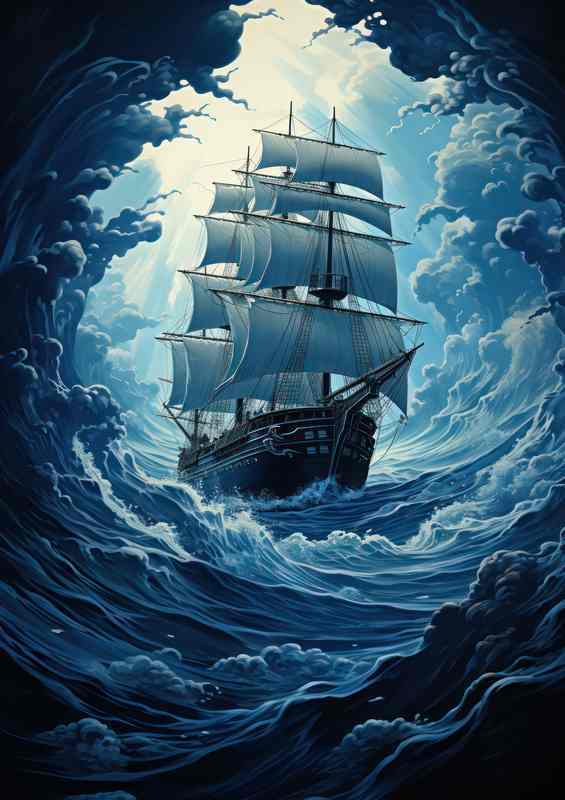 Starry Seas Sailing Through Midnight Waters | Metal Poster