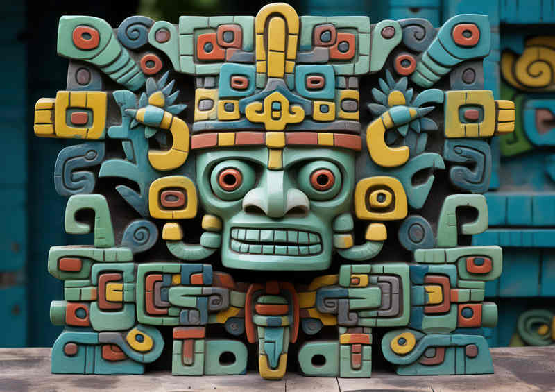 Mayan Abstract Ceramic Art Metal Poster