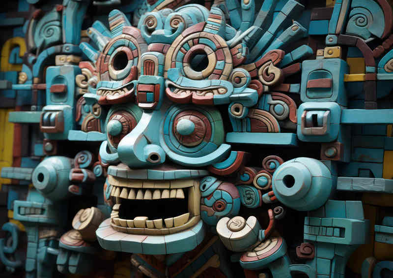 Mayan gods face is depicted in ceramic art | Metal Poster