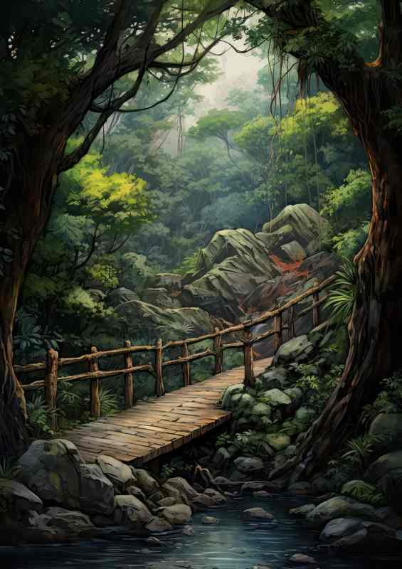 A Bridge nestles in the forest | Metal Poster