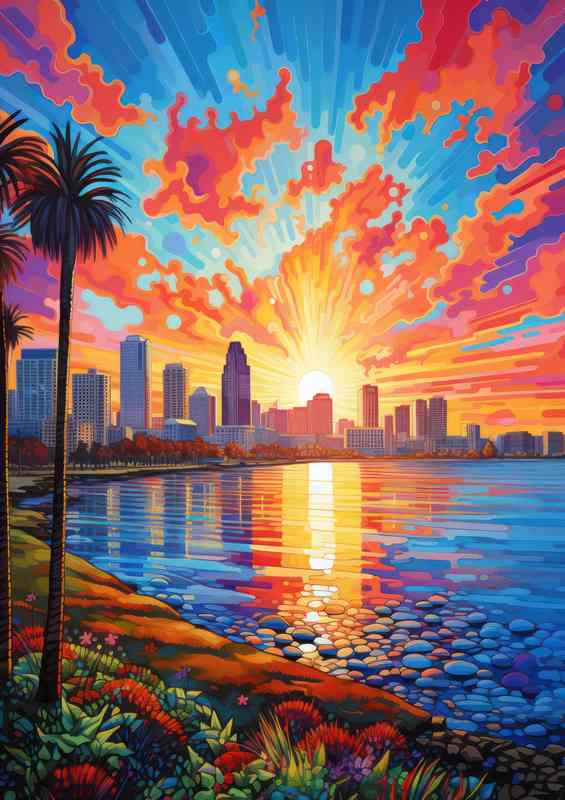 San Diego Bay as the sun is setting | Metal Poster