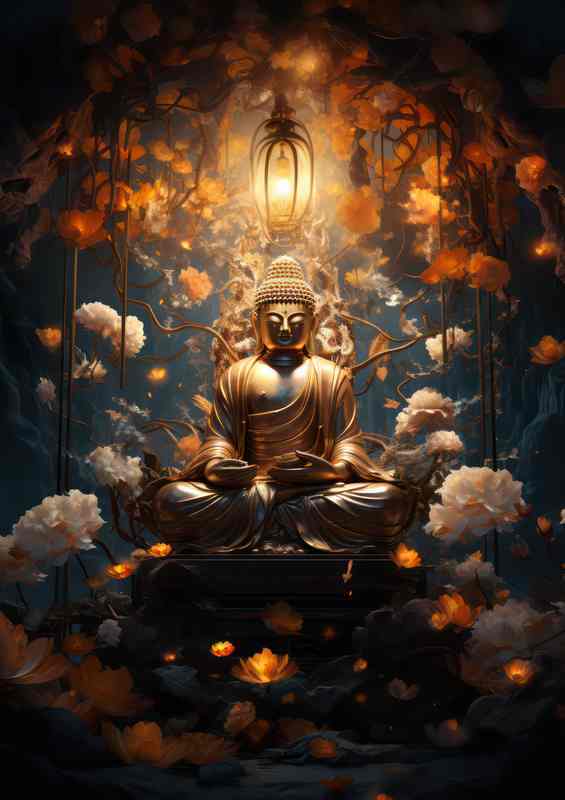 Delving Deep into Buddhas Mystical Embrace | Metal Poster