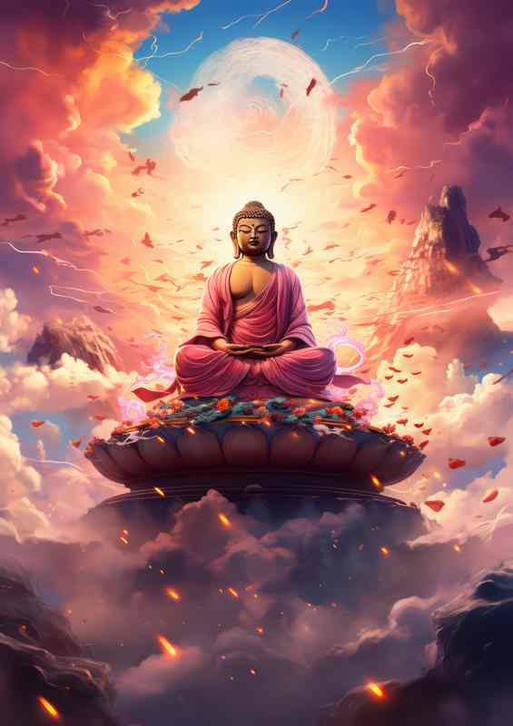Illuminated Awakening Buddhas Path to Spiritual Bliss | Metal Poster