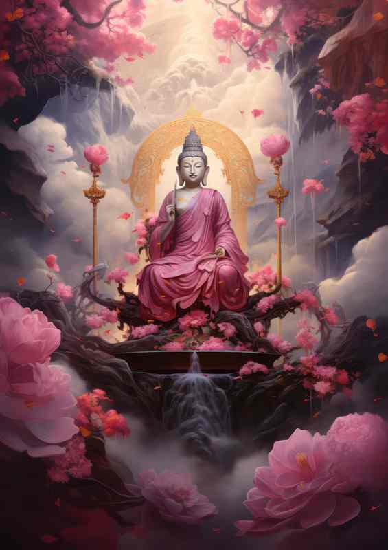 Path to Spiritual Elevation Buddhas Steps to Bliss | Metal Poster