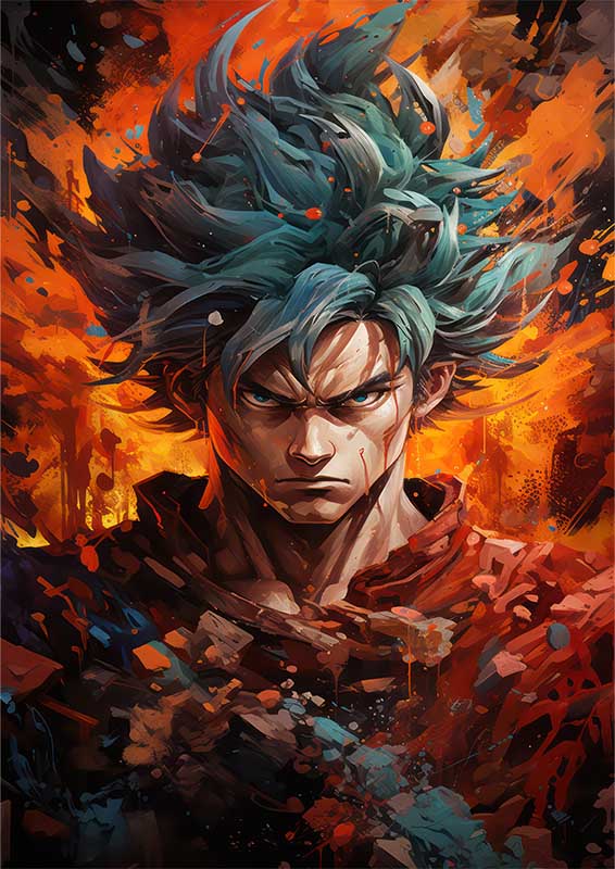 Goku style spalsh of colour | Metal Poster