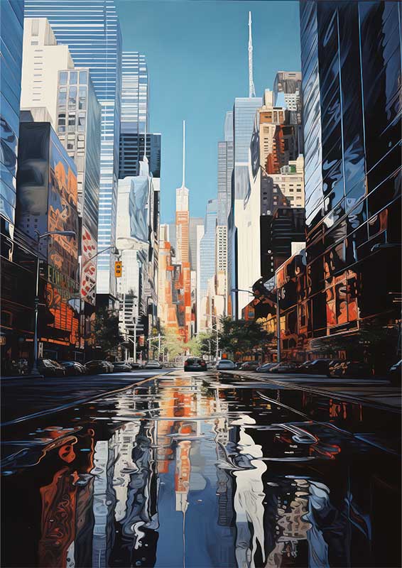 Building Reflections with skyscrapers | Metal Poster