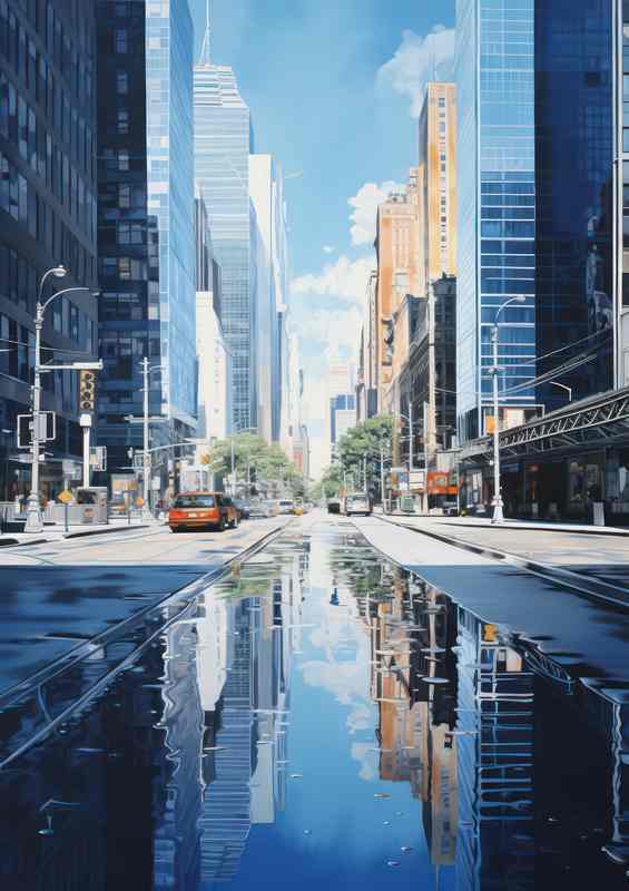Cityscape Reflections Metal Poster