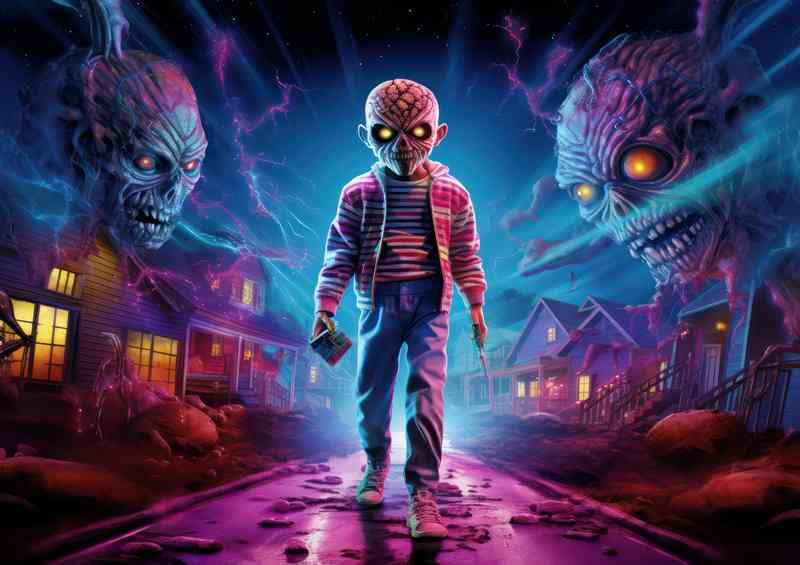 Freddy Nightmares Boy Walking Down Street | Metal Poster