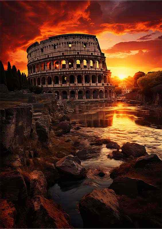 Rome Collosium destruction morning sun breaking | Metal Poster
