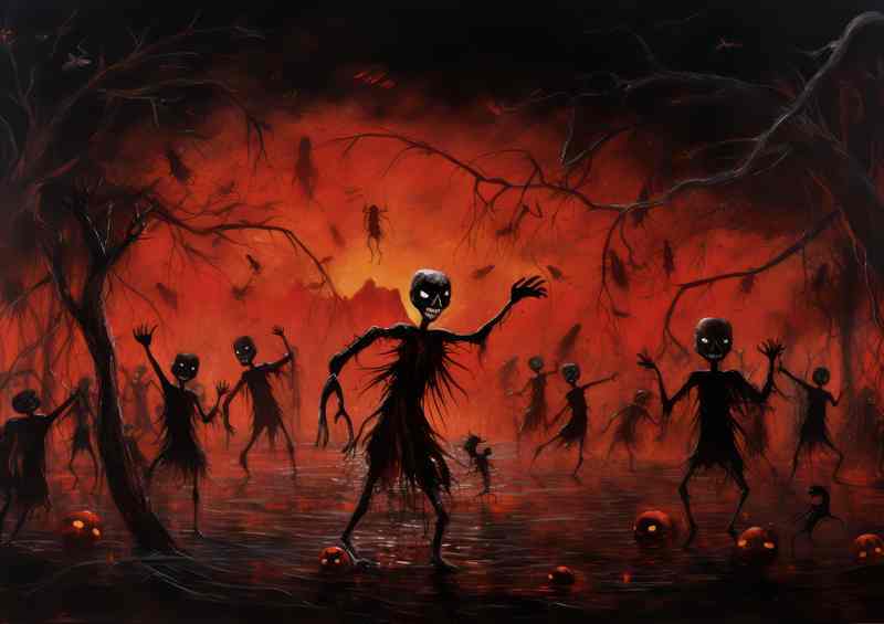 Halloween zombies dancing at the disco | Metal Poster