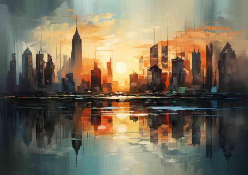 City Skyline Reflections | Metal Poster