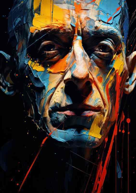 Cubist Contours Reimagining the Human Face | Metal Poster