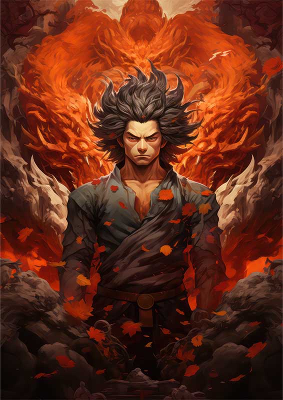 Goku surrouned by fire | Metal Poster