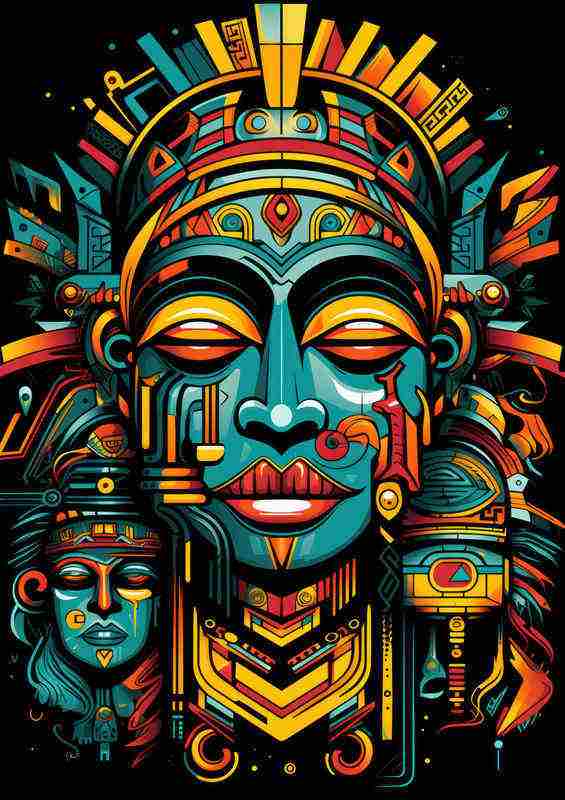 Art aztec art deco art in the style of postmodern Man | Metal Poster