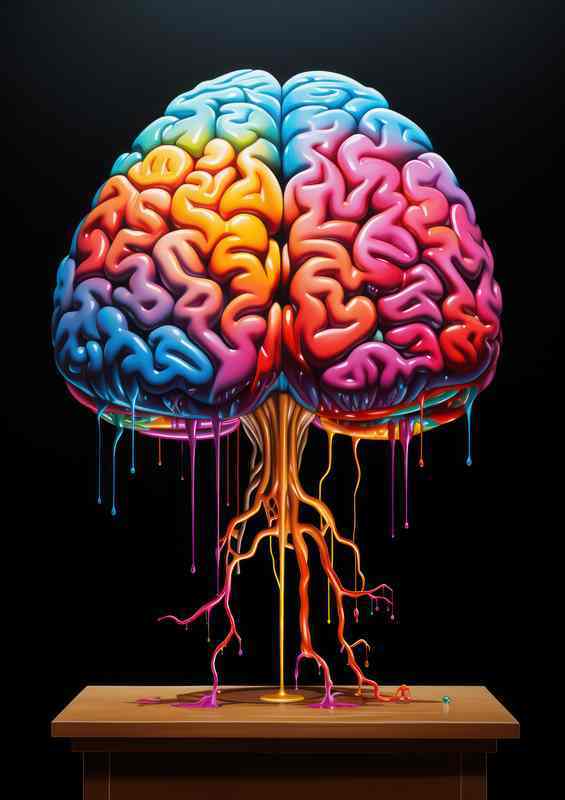 Exploring Abstract Worlds Human brain On The Stand | Metal Poster