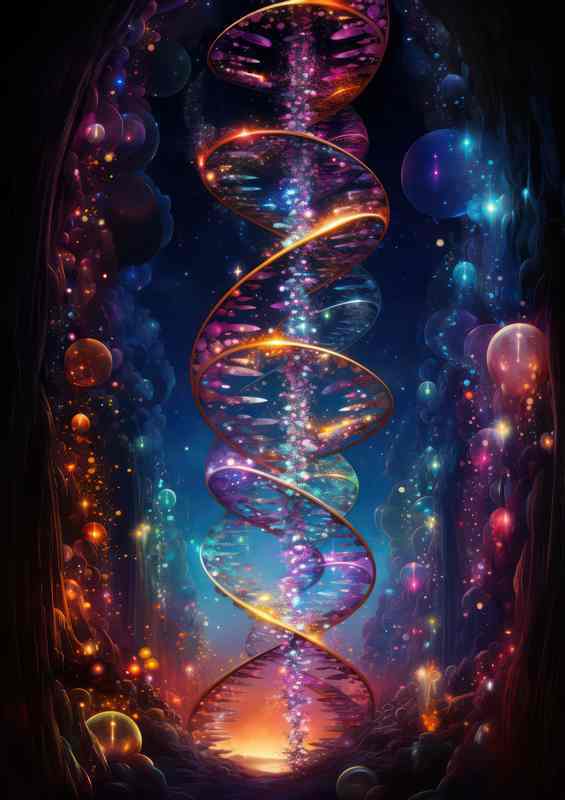 Radiant Color Waves Transformative Shape Artistry DNA | Metal Poster