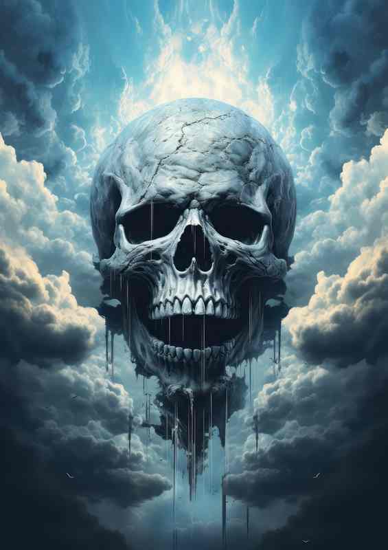 The Aesthetics of Morbid Art skull in the clouds | Metal Poster
