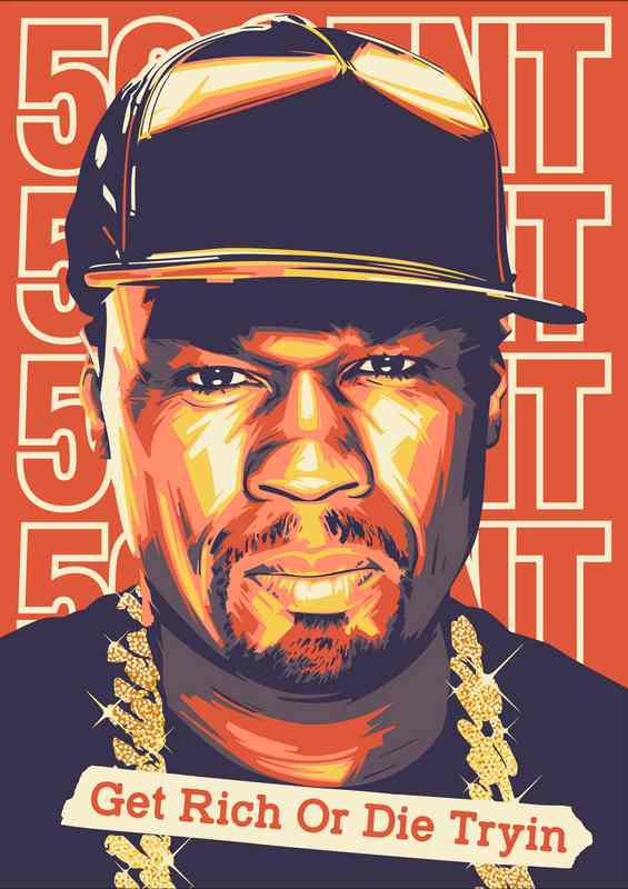 Fiddy Cent get rich music rapping | Metal Poster