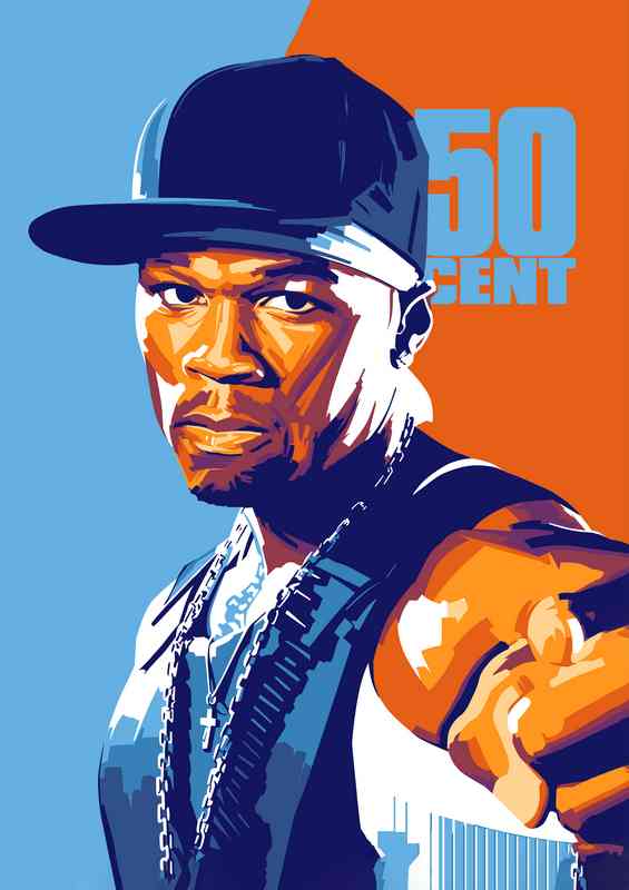 Fiddy Cent with baseball cap | Metal Poster