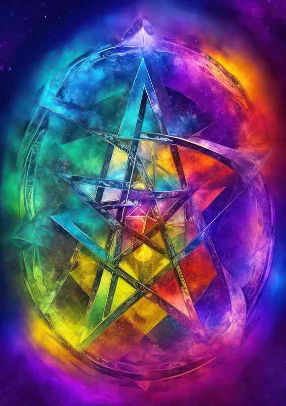 Wiccan Pentagrams Cosmic Energy | Metal Poster