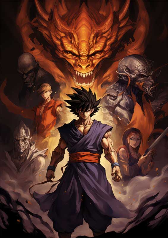 Goku with demonds | Metal Poster