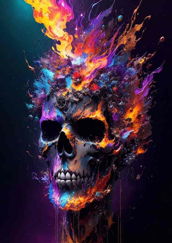 The Dead Speak in Verse colourful skull | Metal Poster