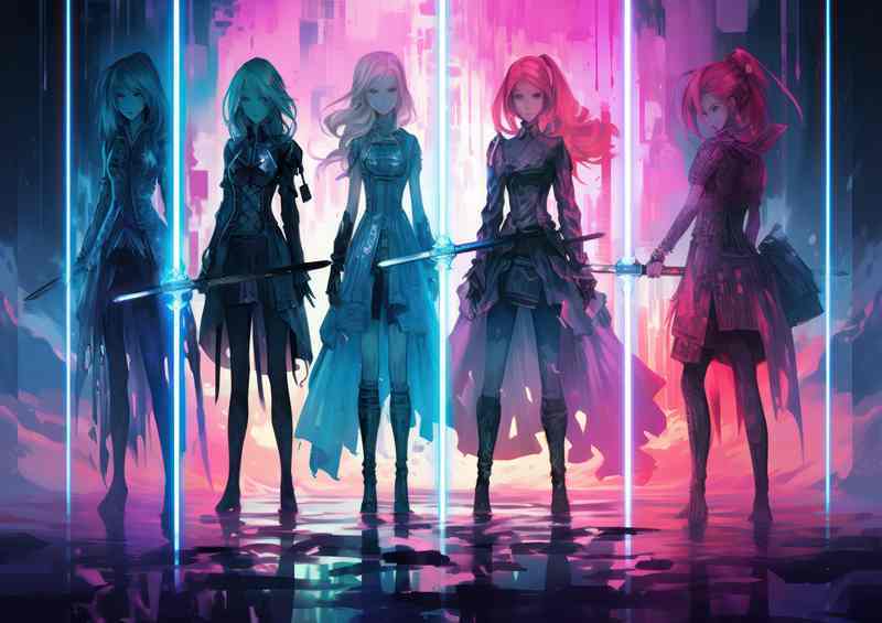 The Complex World of Neon girls in anime | Metal Poster