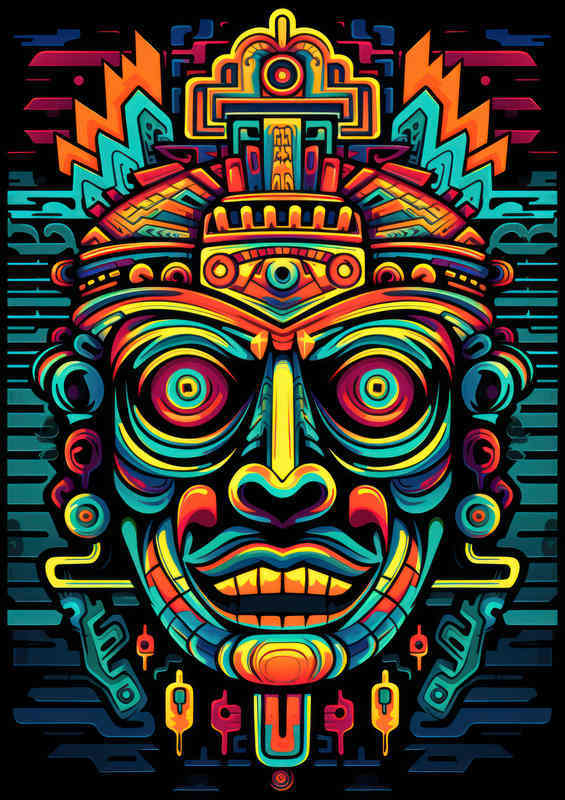 Bright colorful art design with a geometric style | Metal Poster
