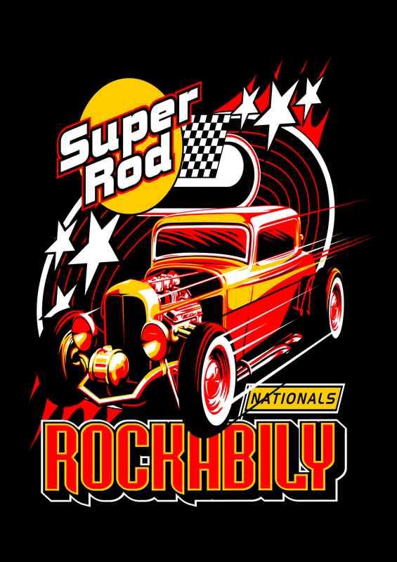 Rockabilly Super Hot Rod | Metal Poster