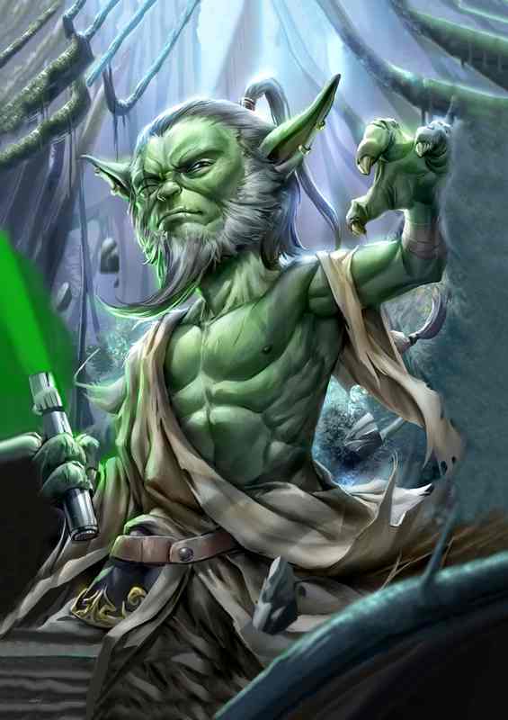 Epic Transformation Yoda Reborn as a Human in Manga Art | Metal Poster