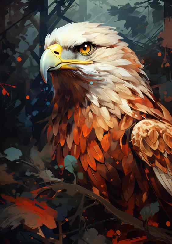 A Hawk In the forest looking for its prey | Metal Poster