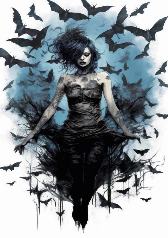 The crazt bat lady surrouded art style | Metal Poster