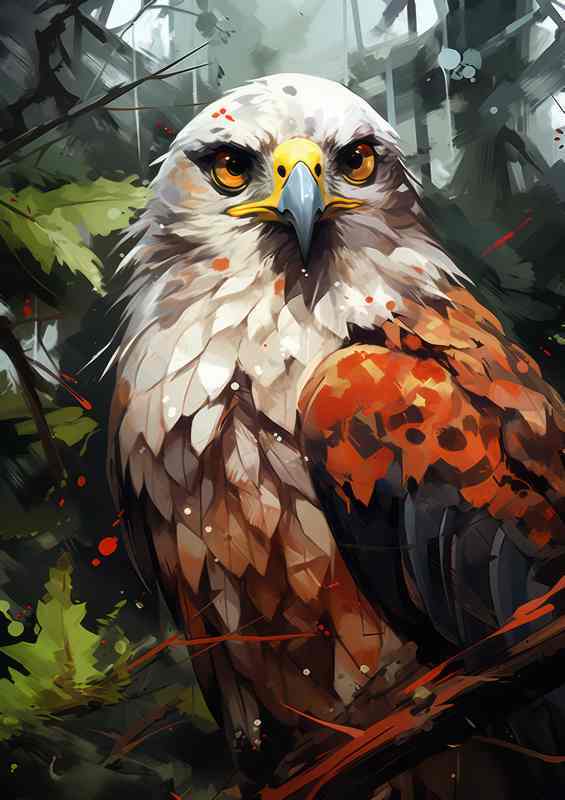 Amazing Hawk in the forest | Metal Poster