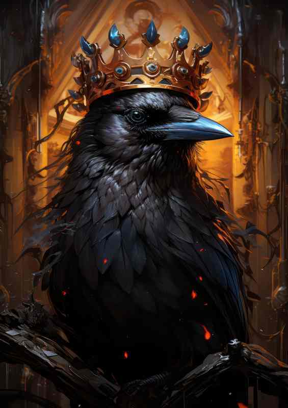 Criw wearing his crown sat on a perch | Metal Poster