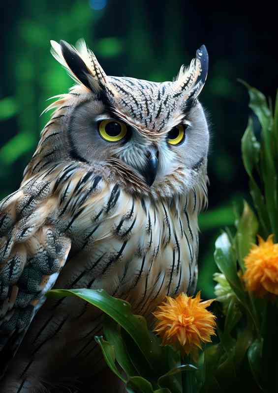 Enchanted Forest Encounters Long Eared Owls at Home | Metal Poster